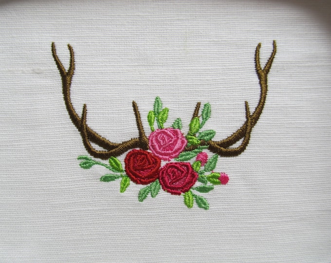 Antler Silhouette, Antlers with flowers - Machine embroidery designs - 4, 5, 6 and 7 inches  INSTANT DOWNLOAD