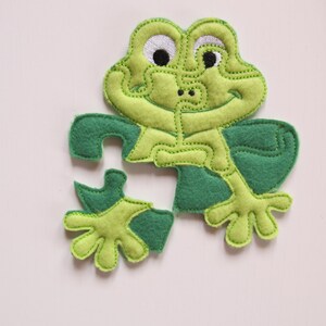 Frog Puzzle ITH in the hoop game machine embroidery applique designs 5x7 INSTANT DOWNLOAD image 2