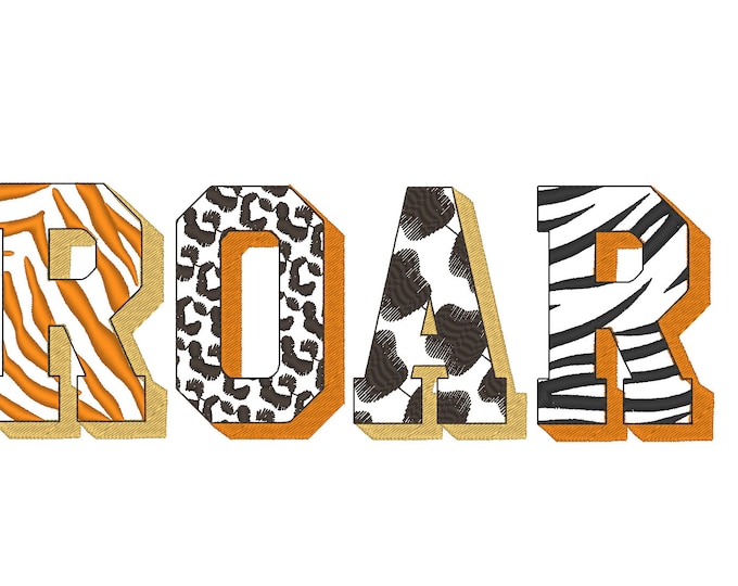 Wild Animal print fonts SET of 5 Patterned Font tiger zebra leopard crocodile cheetah cows spots letters numbers machine embroidery designs