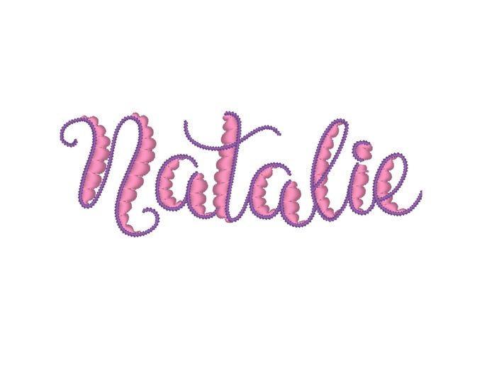 Scalloped waves Playful kids Font light stitch outline machine embroidery designs font alphabet name monogram letters in assorted sizes, BX