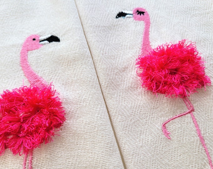 Fringed fluffy chenille Flamingos 2 types, two flamingos machine embroidery designs flamingo for hoops 4x4 5x7 awesome fringe fur flamingos