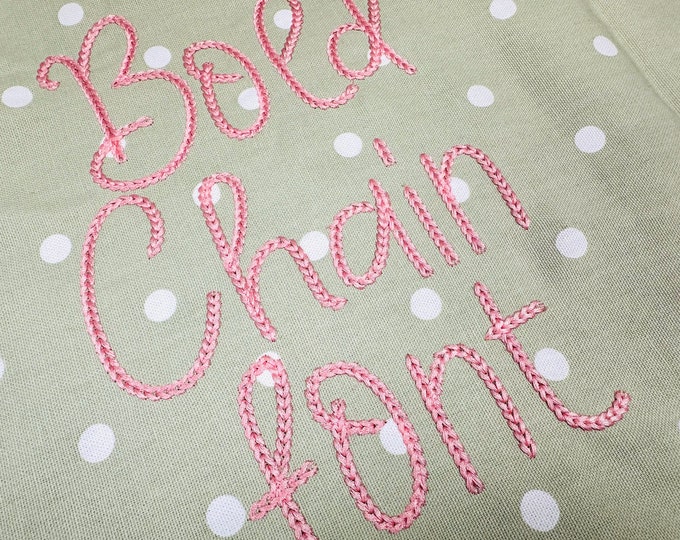Narrow Bold Authentic Hand Chain stitch FONT machine embroidery designs alphabet letters knit sweater handmade effect bold dense chain, BX