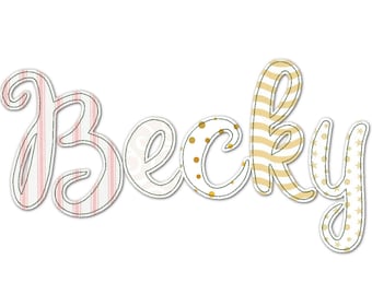 BX included! Free Edge Raggedy Applique Alphabet Font machine embroidery designs assorted sizes 1.3, 2, 3 up to 5" uppercase, lowercase font