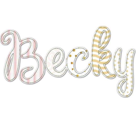 BX included! Free Edge Raggedy Applique Alphabet Font machine embroidery designs assorted sizes 1.3, 2, 3 up to 5" uppercase, lowercase font