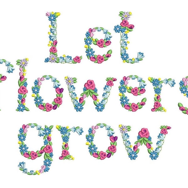 BIJGEWERKT! Meadow Bluebell Rose bloemen lettertype bloem alfabet hoofdletters en kleine letters monogram eerste machineborduurontwerpen, BX