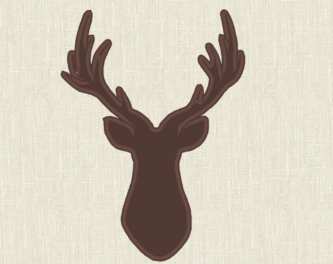 Buck deer head silhouette - machine embroidery applique and filled designs - INSTANT DOWNLOAD, for hoops 4x4 and 5x7