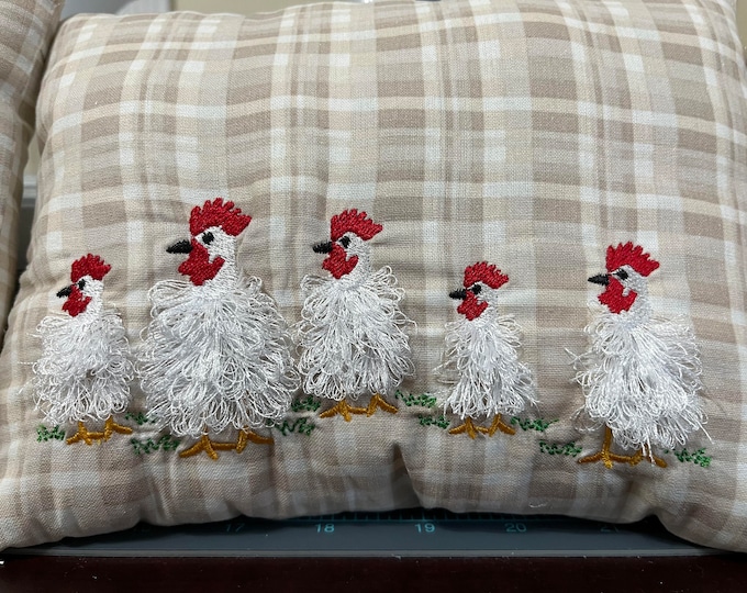 Mini Chicken fringed fluffy chenille farm bird small sizes machine embroidery designs awesome fur chickens design fringe in the hoop ITH