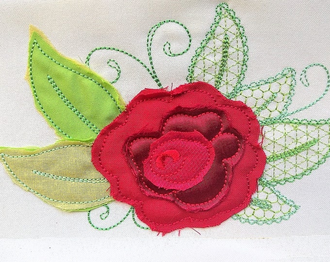 Shabby chic rose flower applique, rose, simply rose, roses applique design, raggedy edge rose applique embroidery INSTANT DOWNLOAD