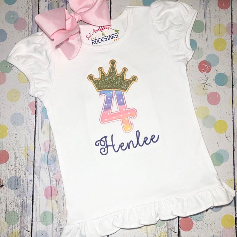 Cute Princess Birthday Crown Numbers INSTANT DOWNLOAD machine embroidery applique design 4, 5 and 6 inches image 6