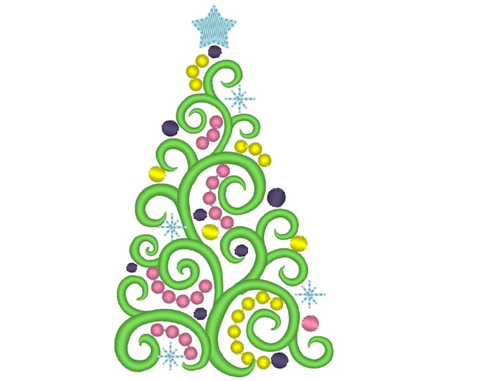 Swirl tree Christmas machine embroidery designs  INSTANT DOWNLOAD