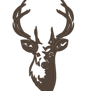Reh Silhouette Geweih Bock Rehkopf Rehgesicht Porträt Maschinenstickdatei 11, 13, 15 und 18 cm, wildes Tier bei der Jagd, Jäger