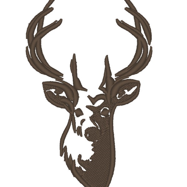 Deer Silhouette Antlers Buck Deer head Deer face portrait Machine embroidery designs 4, 5, 6 and 7 inches, wild animal hunting hunter