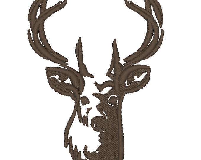 Deer Silhouette Antlers Buck Deer head Deer face portrait Machine embroidery designs 4, 5, 6 and 7 inches, wild animal hunting hunter