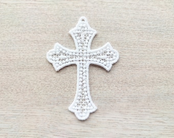 Motif de broderie dentelle croix, motif de broderie machine croix FSL autoportant dentelle pour cerceau 4 x 4 et 5 x 7 tailles, Christian Cross