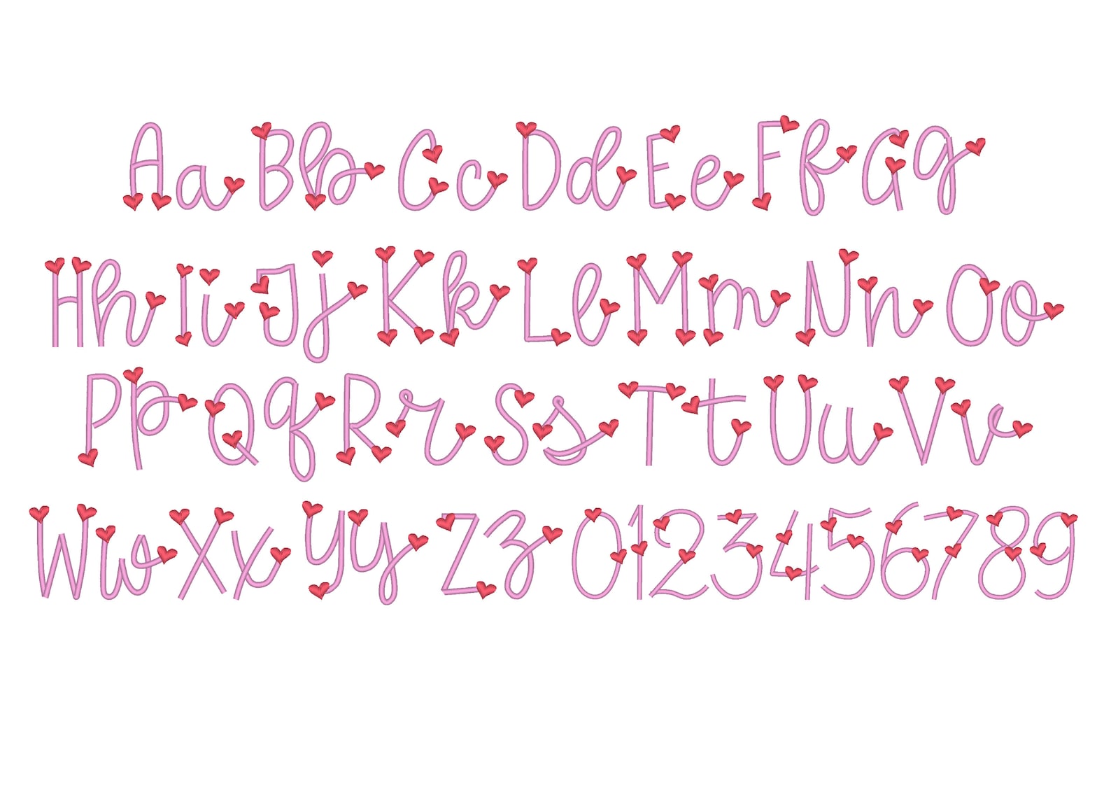 Hearts Satin Thin Line FONT Machine Embroidery Designs in Assorted Mini ...