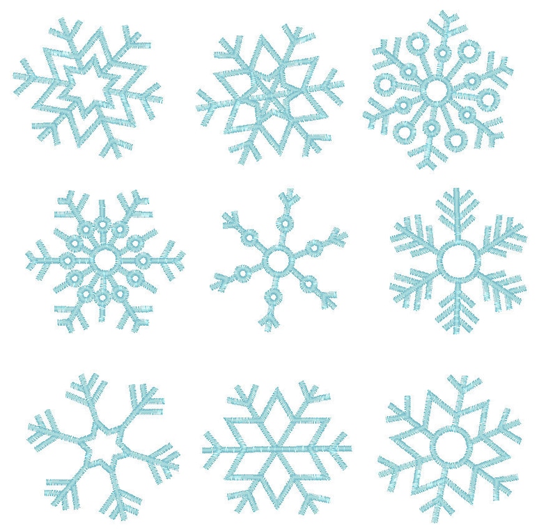 Single 9 Snowflakes, 9 types SET of 9 snowflakes machine embroidery designs multiple sizes for hoop 4x4 Christmas snowflake, BX included image 2