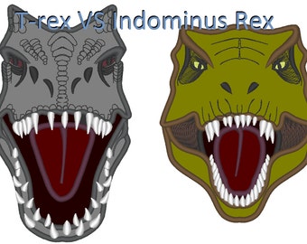 T-rex VS Indominus Rex machine embroidery applique designs 4x4, 5x7 and 6x10 INSTANT DOWNLOAD kids boy outfit big scary dinosaur