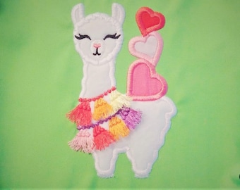 Valentine Llama, CLASSIC applique outline,  Lama Tassels, tassel, llama, ITH In the hoop machine embroidery applique designs 4x4 5x7