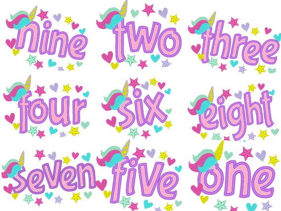 unicorn tail birthday number unicorn word numbers birthday outfit unicorn rainbow 4x4 5x7 unicorn embroidery design unicorn word