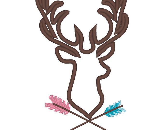 Buck Deer flowers bouqet shabby shick Silhouette  - Machine embroidery designs - Deer flowers boho embroidery applique INSTANT DOWNLOAD