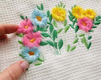 Fringed fluffy Flowers floral bouquet farm Flower machine embroidery designs awesome fringe fur floral garden kids girls t-shirt design