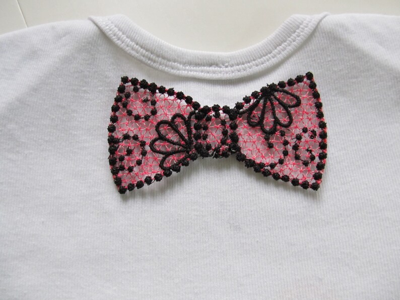 Lace little nerd or Geek boy bow tie and tie FSL, Free standing embroidery designs 4x4 and 5x7 water soluble stabilizer EMBROIDERY image 3