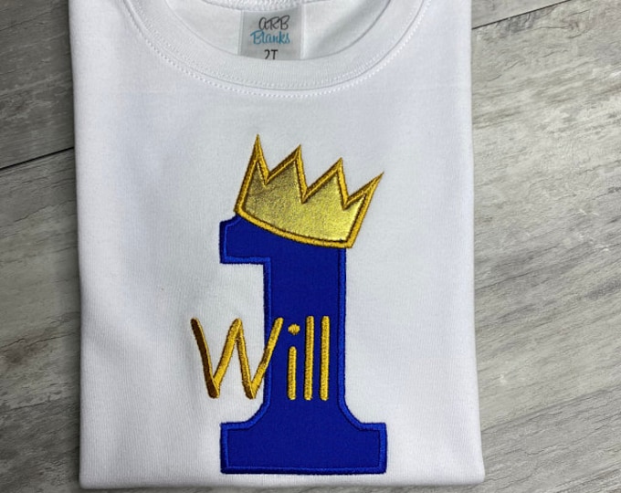 King Crown Birthday Numbers 1-9 Applique machine embroidery designs for Boys birthday shirts sizes 4, 5, 6 inch kids boy birthday party
