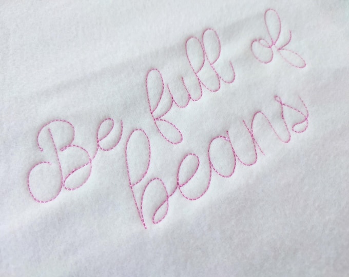 Simple quick bean stitch thin line Font machine embroidery designs multiple sizes handwritten script alphabet monogram 1.1 to 4.6 inch  BX