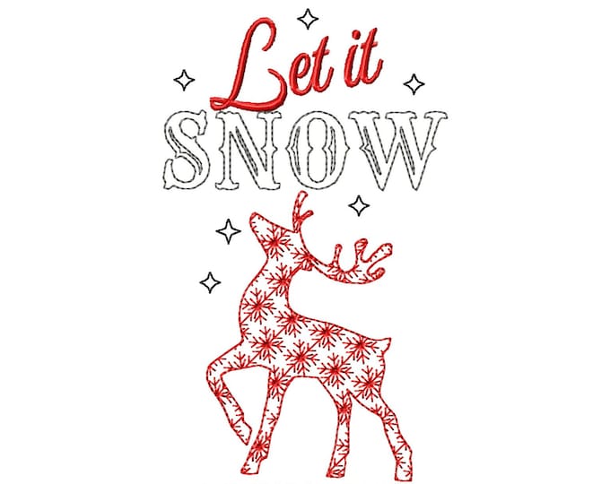 Let it snow - Light stitch old fashioned classic Happy Holidays Christmas Kitchen dish towel quote saying machine embroidery design hoop 5x7
