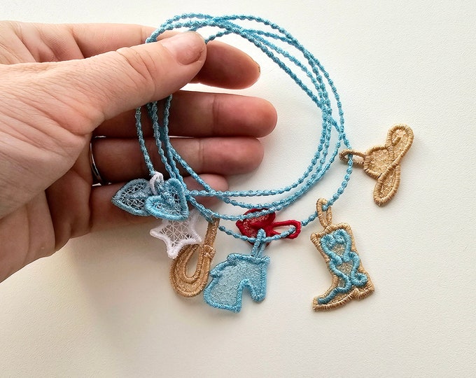 FSL Lace Embroidery Friendship Bracelet Cowboy Boots Hat Horse Horseshoe Western Fans and Rodeo Lovers - Machine Embroidery Designs 4x4  5x7