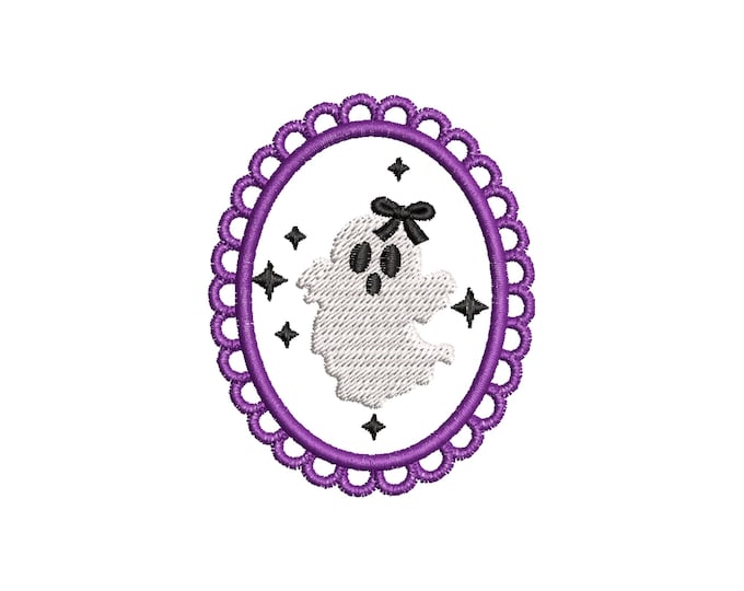 Halloween Little Ghost Baby Girl in Frame machine embroidery designs mini sizes 2 up to 4 inch kids girls scary spooky Cute Ghost design