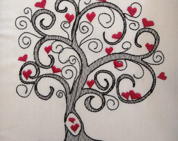 Love tree sketch stitch embroidery designs  4x4, 5x7, 6x10