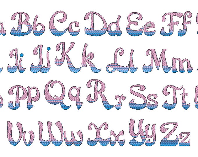 Iridescent 2 Color block FONT alphabet machine embroidery designs size 1, 2, 3in rainbow gradient embroidery font NO special thread, BX incl