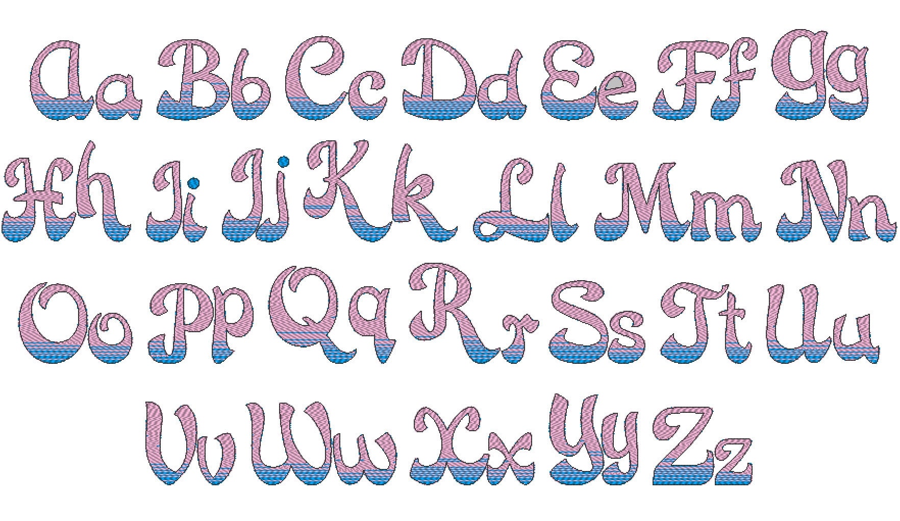 Iridescent 2 Color Block Font Alphabet Machine Embroidery Designs Size