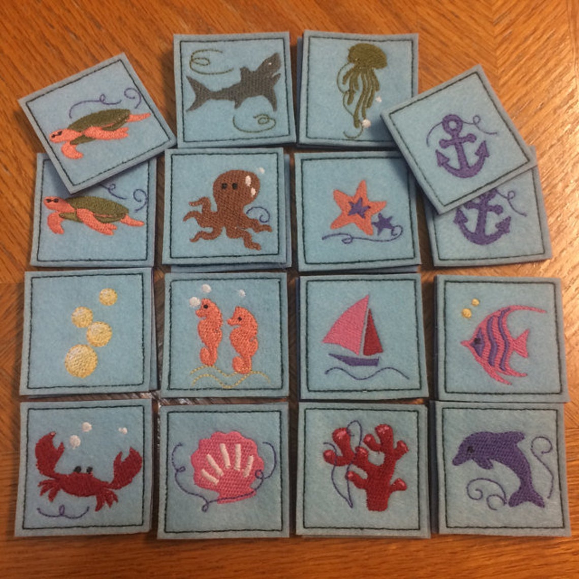 Memory Game Sea Life Time in the Hoop Machine Embroidery Designs ITH ...