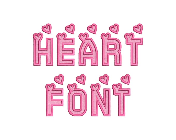 Heart Monogram Applique Font SET of 2 types machine embroidery designs Valentine alphabet Hearts letters medium sizes 2.6 up to 5 inches BX