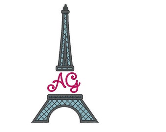 Split Eiffel tower- Paris - machine embroidery applique and filled designs, download - for hoop 4x4, 5x7 and 6x10 INSTANT DOWNLOAD