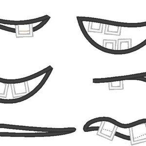 Your Monster Toy mouths machine embroidery designs SET of 6 types assorted sizes 3, 4, 5, 6 inches kids doll toy mouth smiling smile face