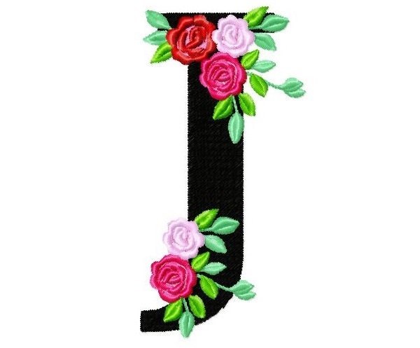 J Logo 1-letter J Monogram. Floral Style Rose. Monogram of a