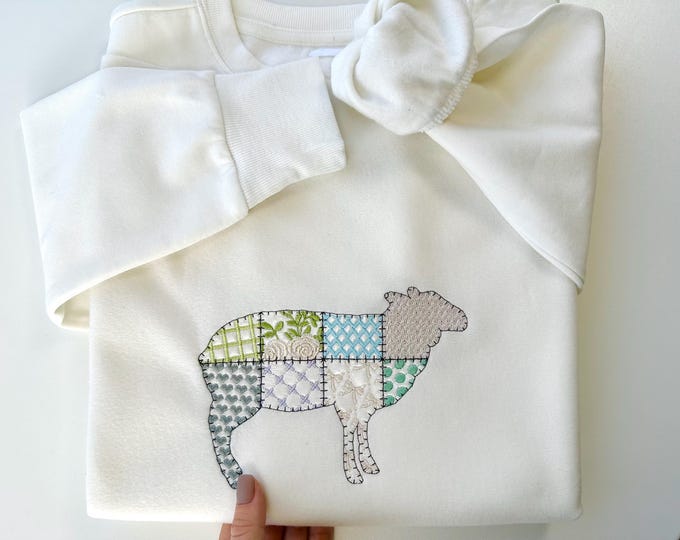 Patchwork Sheep Lamb patterned farm animal machine embroidery designs sizes 4.5 up to 8in kitchen pillowcase design for hoop 4x4 5x7 8x8