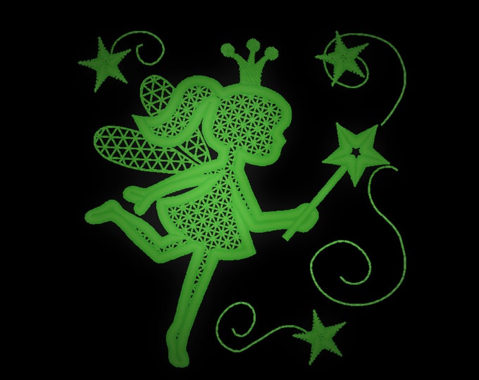 Mini Glow Tooth Fairy sparkle / Glow in the dark special designed machine embroidery / sizes 3, 4 and 5 inches  / file  INSTANT DOWNLOAD