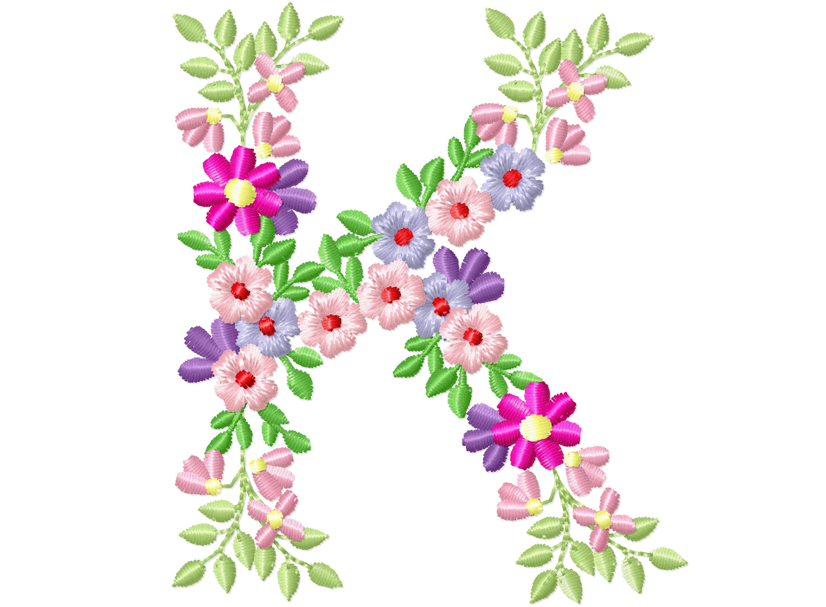 Country Floral letter M garden flag monogram flowers flower flowered Font  machine embroidery designs monogram M only 3,5, 4, 5, 6, 7, 8 in