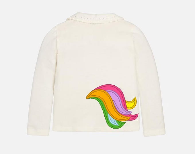Unicorn Tail Applique Add-on to unicorn face or head Rainbow Unicorn tail hoodie back design machine embroidery designs fancy kids t-shirt