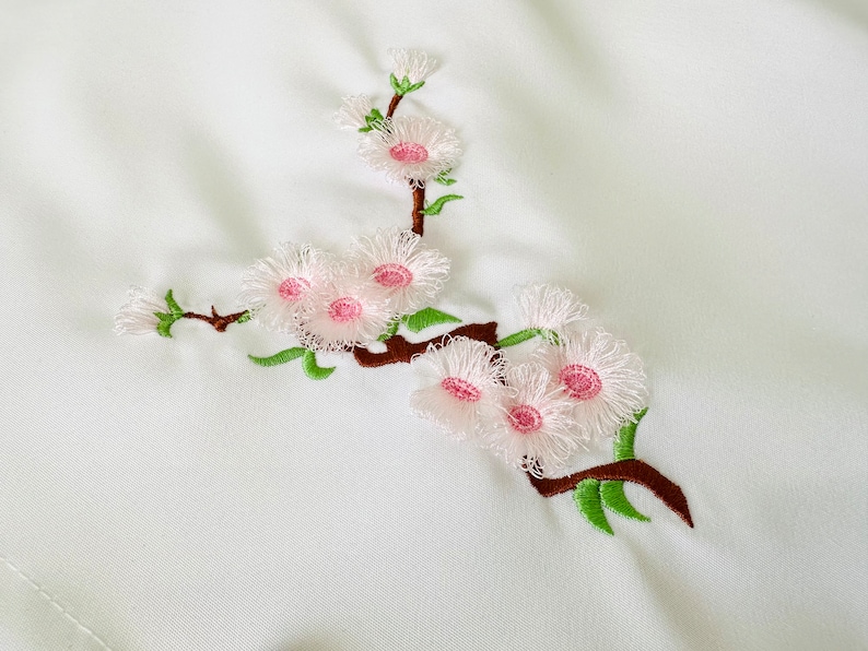 Cherry blossom fringed Sakura flower floral branch machine embroidery designs for hoop 4x4 and 5x7 fluffy fringe in the hoop ITH project image 8