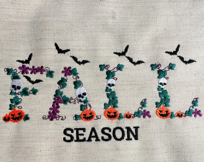 Fall season Halloween Font bat skull jack-o-lantern spooky scary floral alphabet letters machine embroidery designs Boo font 3.4, 4, 5, 6in