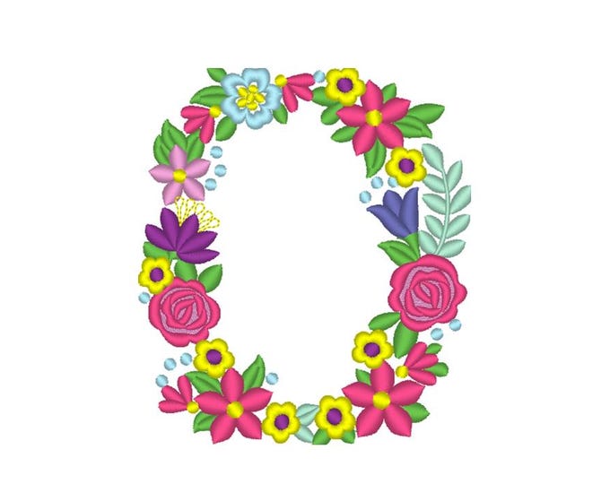 Fraternities & sororities Floral Greek font letter Omicron machine embroidery designs sizes 3.5 4 5 6 7 inch INSTANT DOWNLOAD