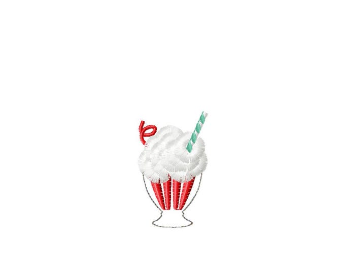 Mini Ice Cream sweet dessert in glass Fringe and HTV glitter vinyl Applique machine embroidery designs Birthday Party sizes 2 up to 3.5in