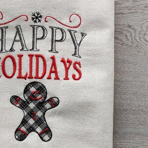 Merry Christmas gingham old fashioned classic Happy Holidays, Joy Kitchen dish towel quotes 6pcs machine embroidery designs 4x4, 5x7 image 6