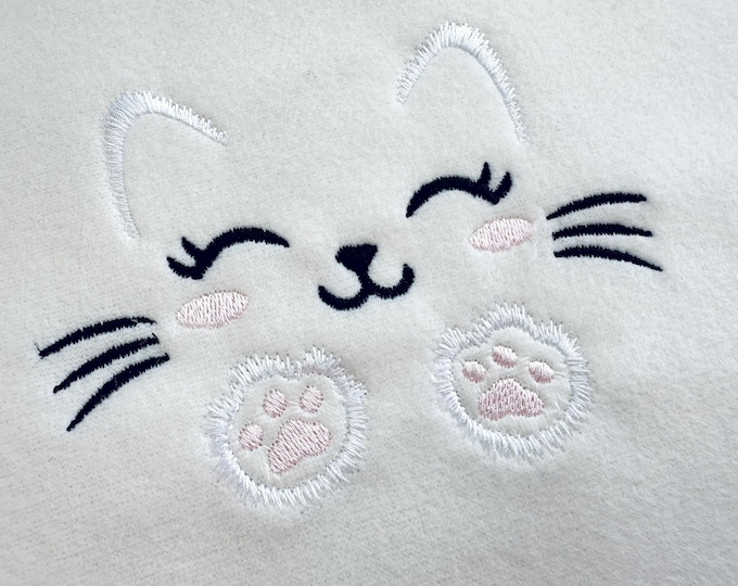 Adorable Kitty face and fluffy Paws machine embroidery designs cute little cat kitten kids girls sizes 4 up to 6 inches for hoop 4x4 and 5x7