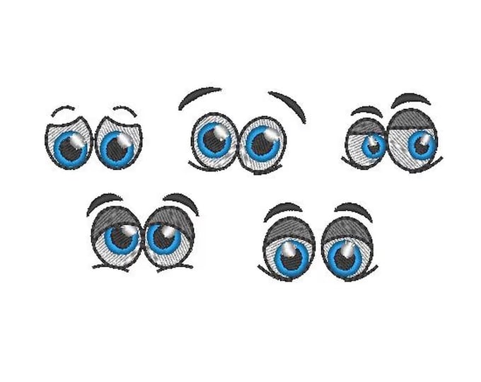 Eyes for your Toy Doll making SET of 5 types fill stitch and applique machine embroidery designs multiple sizes for hoop 4x4